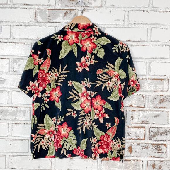 Vintage 90s Alfred Dunner Rich Tropical Floral Button-down Short Sleeve Top 12p - Picture 5 of 5